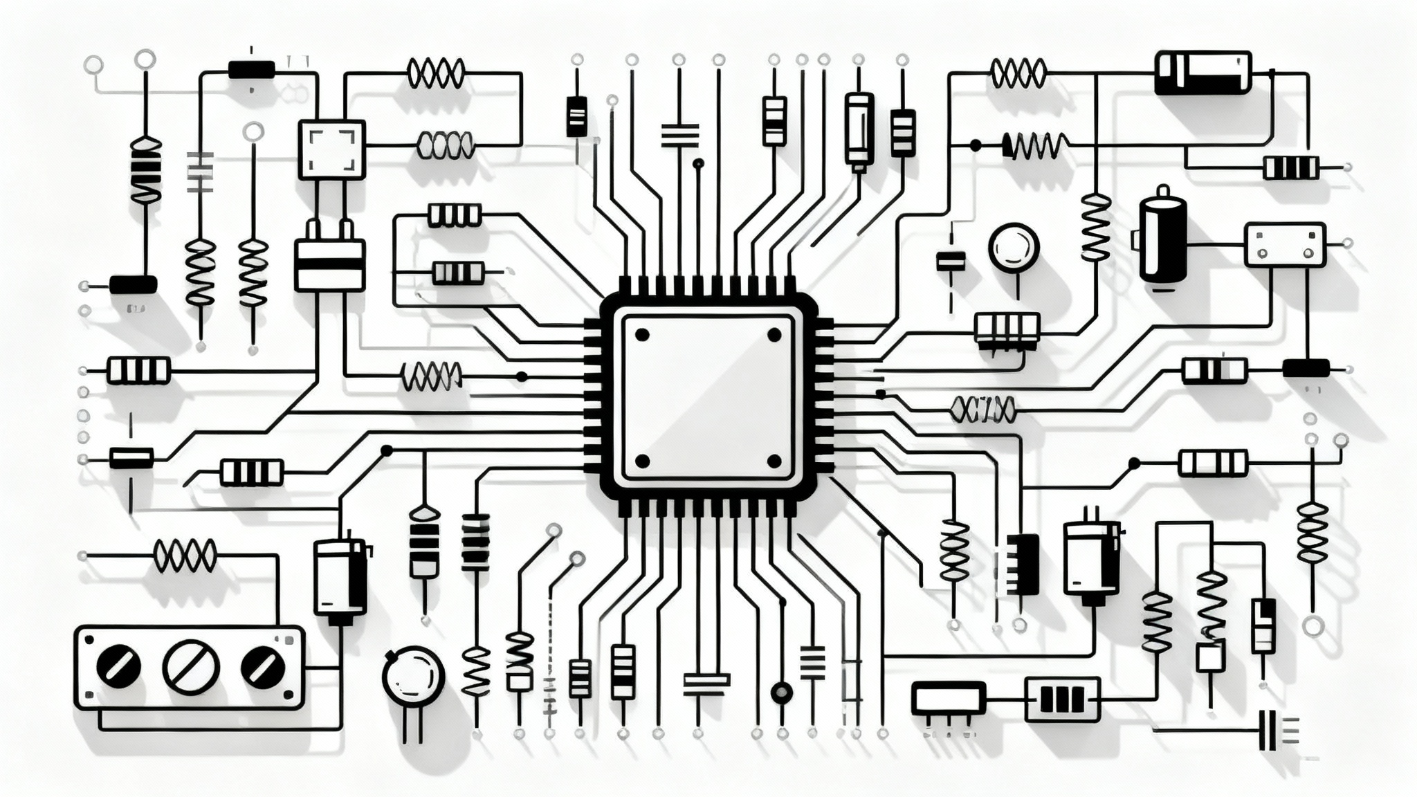 A detailed and professional-looking electronic circuit diagram with various components like resistors and integrated circuits, displayed cleanly on a white background.