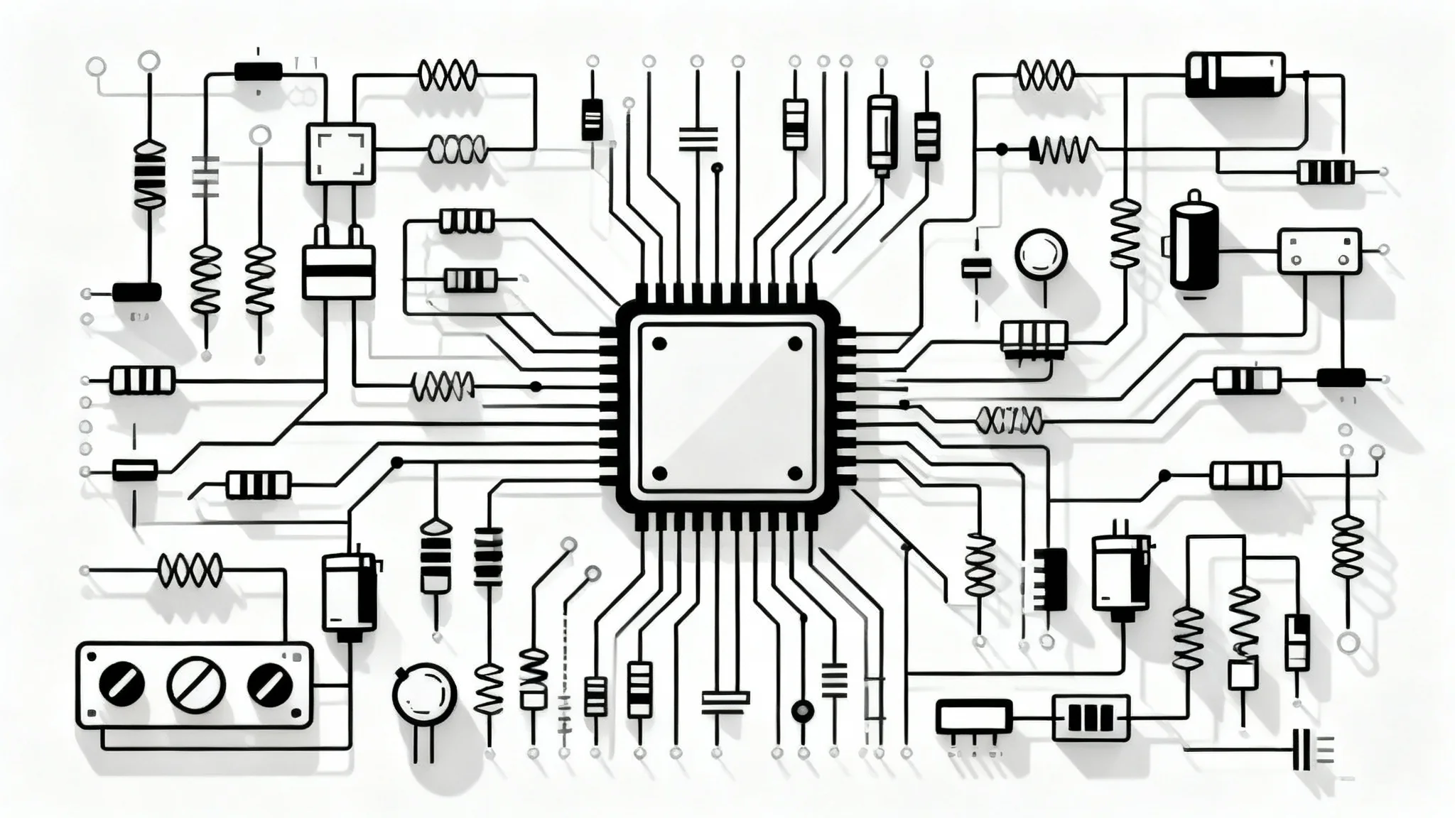 A detailed and professional-looking electronic circuit diagram with various components like resistors and integrated circuits, displayed cleanly on a white background.