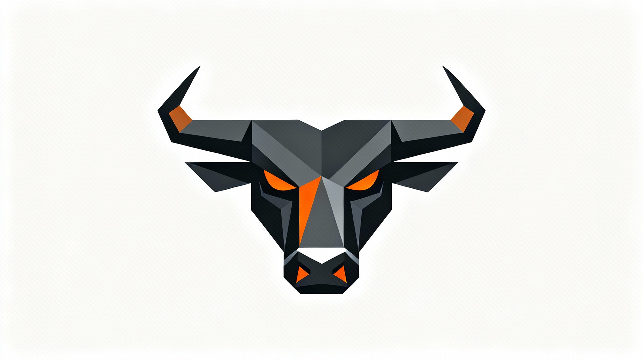 A modern, geometric logo of a minotaur's head in charcoal gray and fiery orange, symbolizing strength and power, on a white background.
