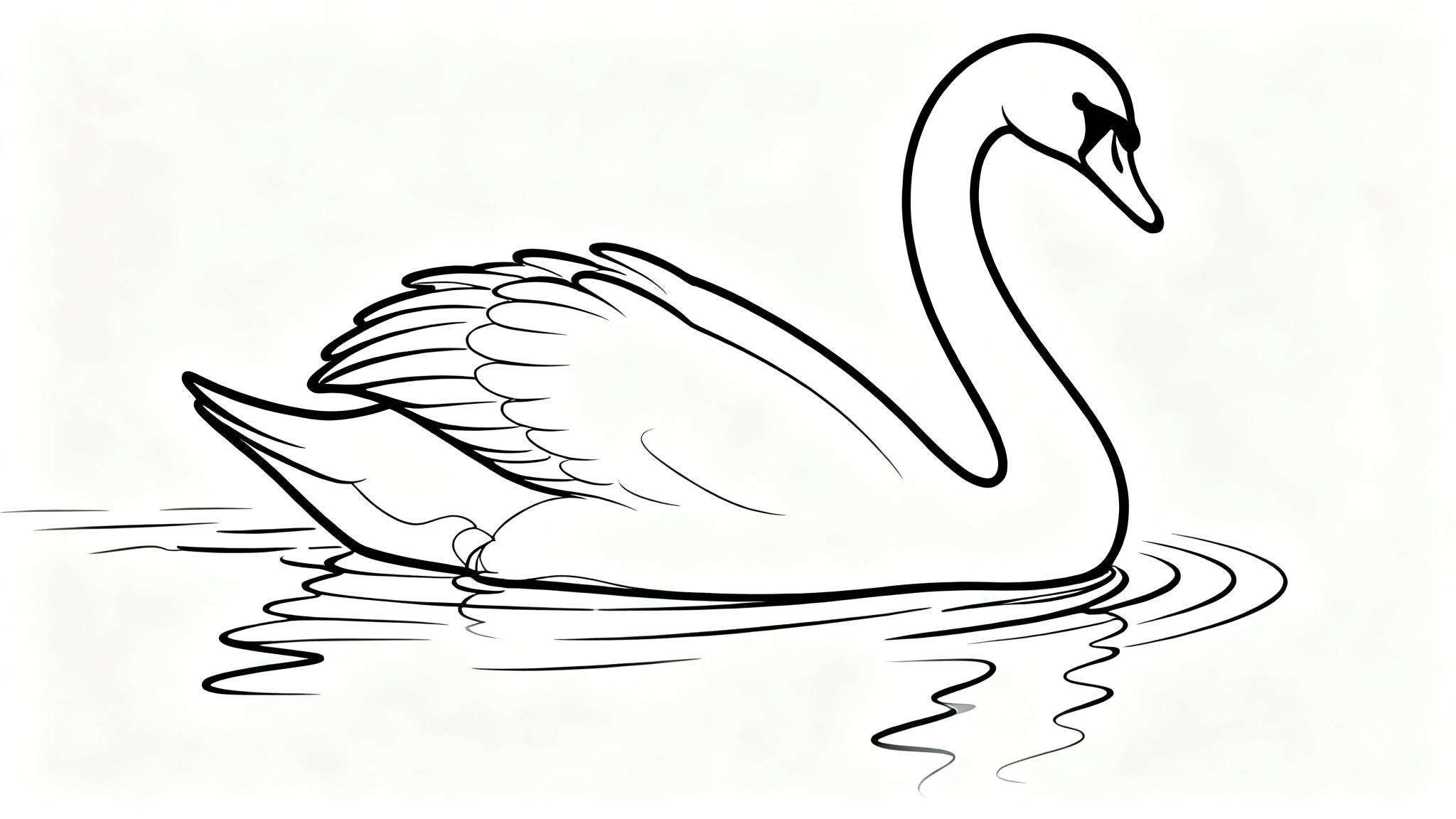 An elegant, minimalist single-line art drawing of a swan, created with one continuous black line on a clean white background.