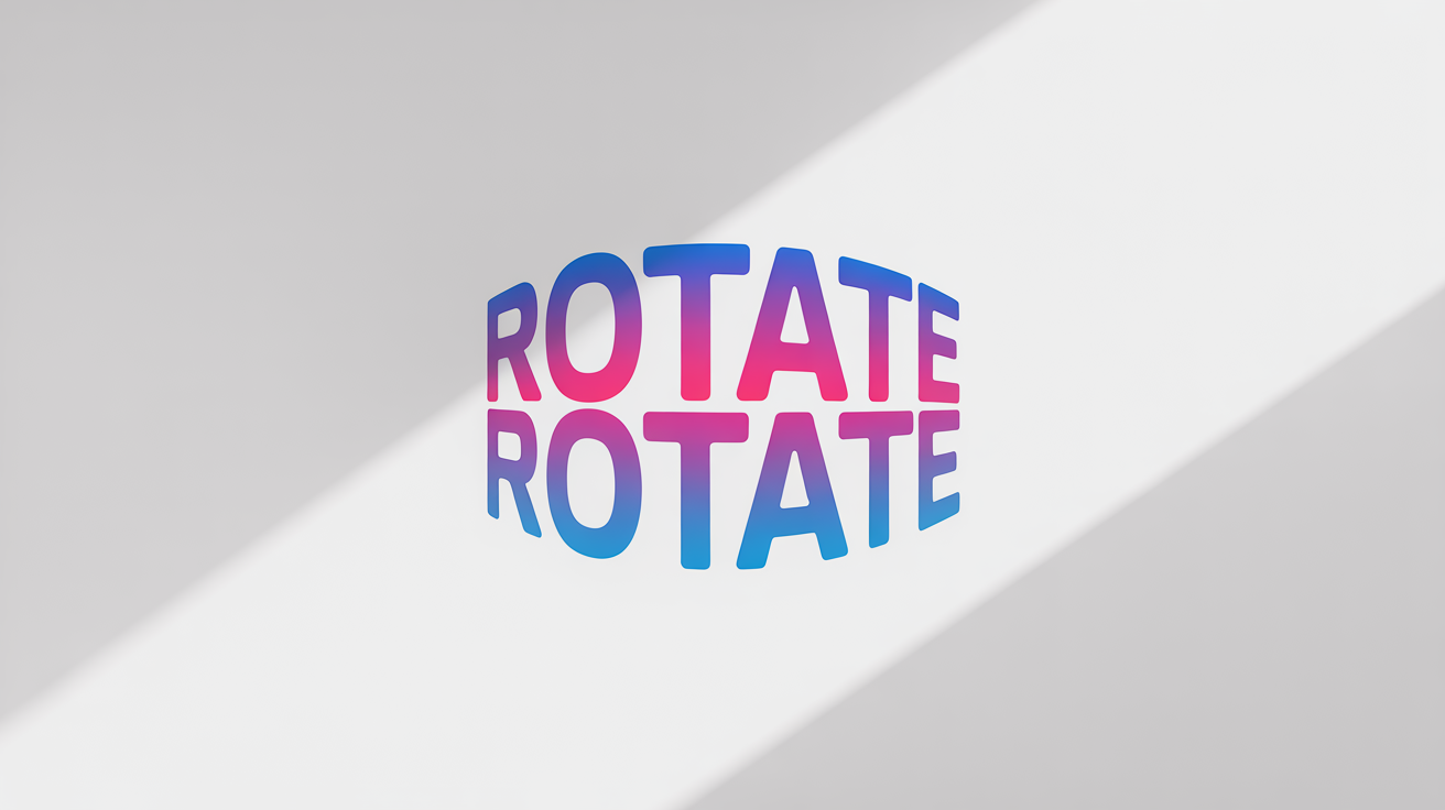 A graphic illustration showing the word ROTATE arranged in a circle, with each instance of the word at a different angle to demonstrate a rotation effect.