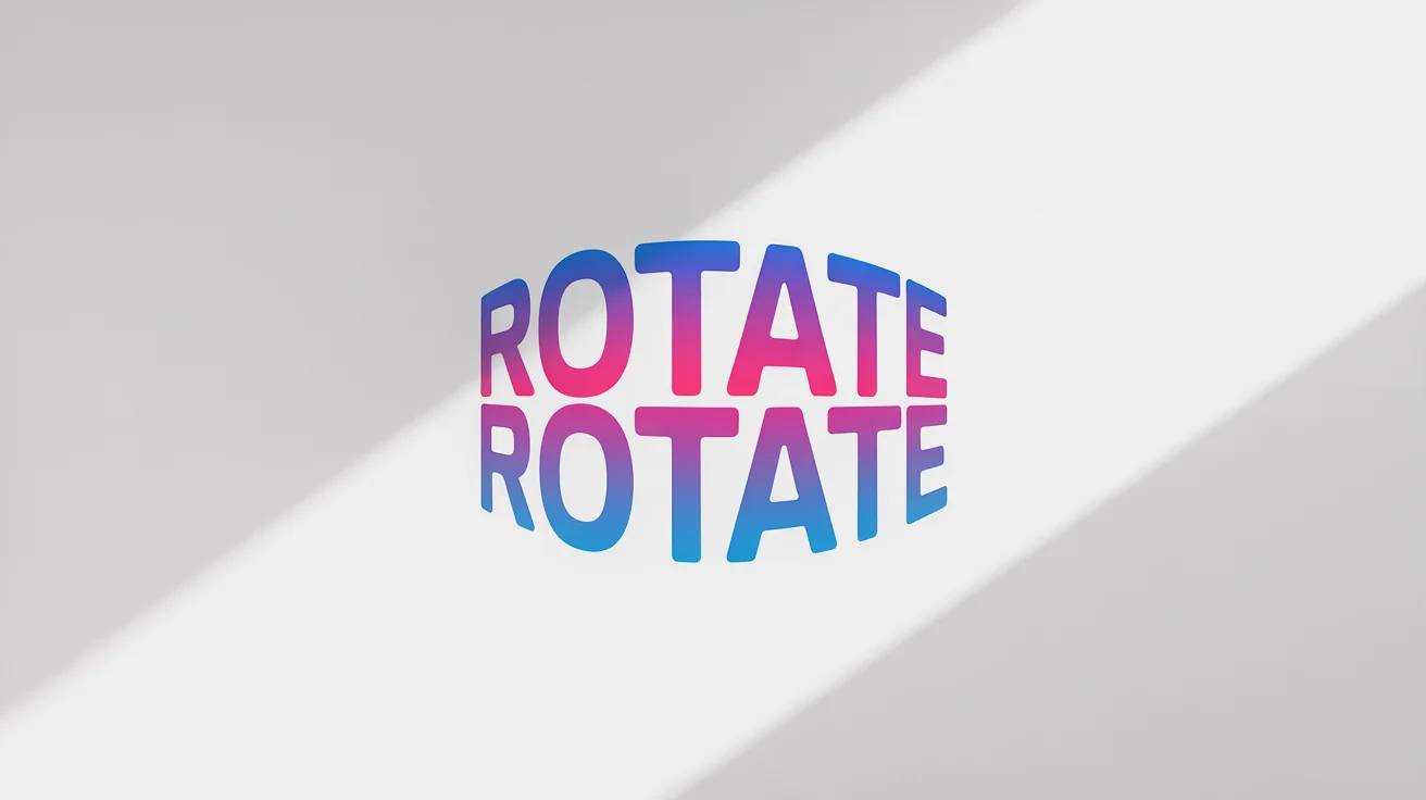 A graphic illustration showing the word ROTATE arranged in a circle, with each instance of the word at a different angle to demonstrate a rotation effect.