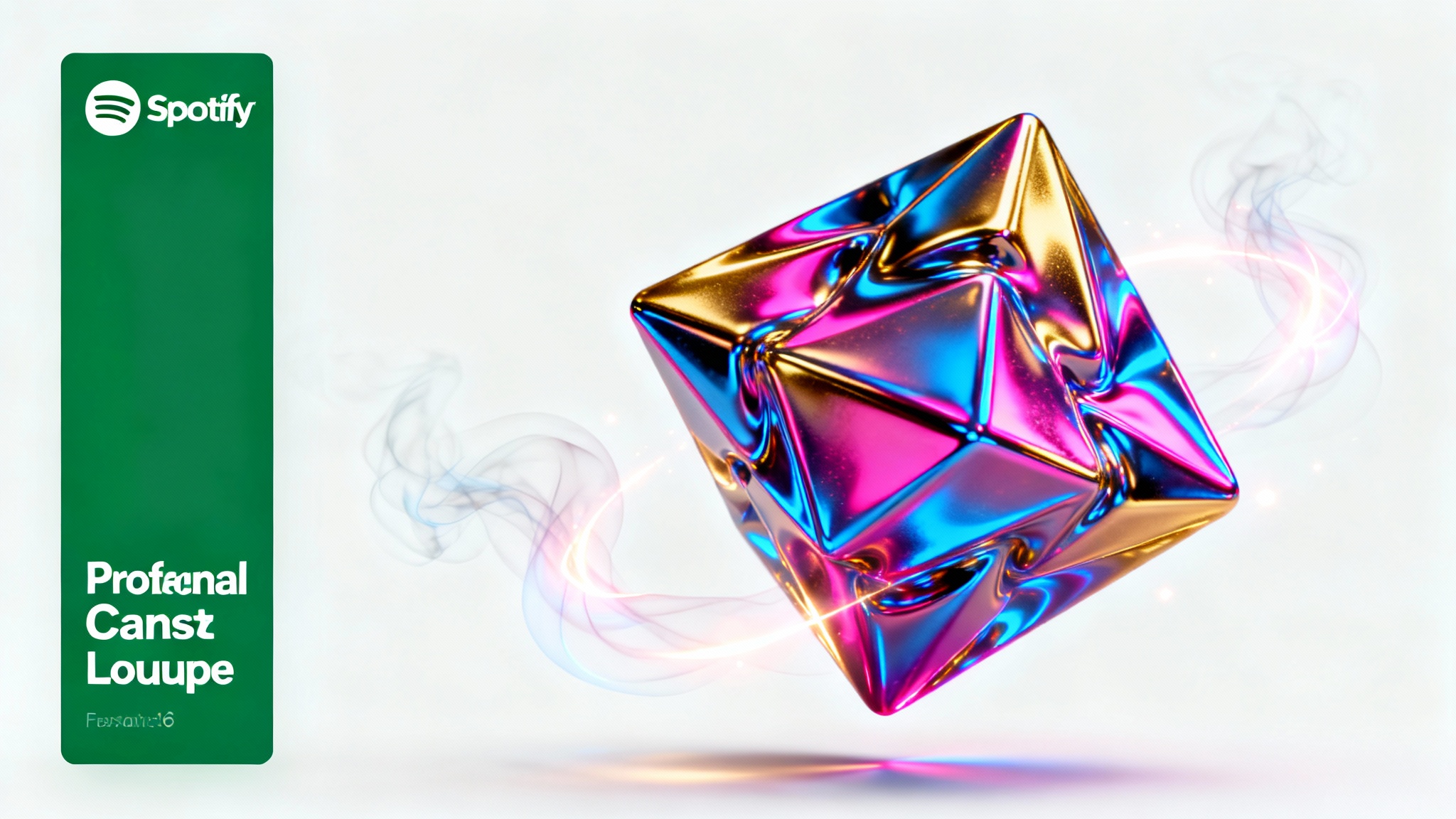 A vertical, abstract digital artwork, designed as a mockup for a Spotify Canvas, featuring a flowing, iridescent shape in blue and pink, isolated on a white background.