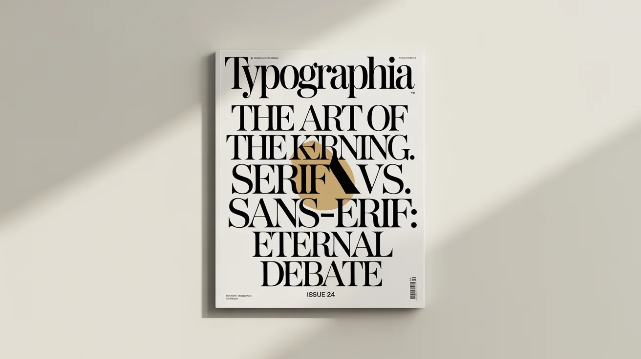 A mockup of a stylish, modern magazine cover titled 'TYPOGRAPHIA', showcasing a sophisticated and dynamic use of typography on a clean white background.
