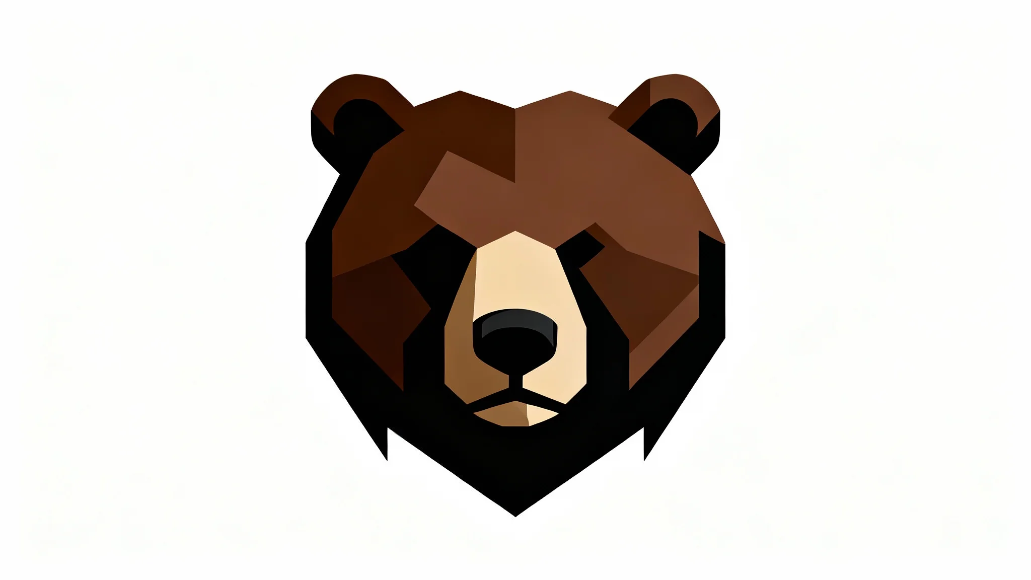 A modern, geometric logo of a grizzly bear's head in shades of brown and black, presented as a mockup on a clean white background.