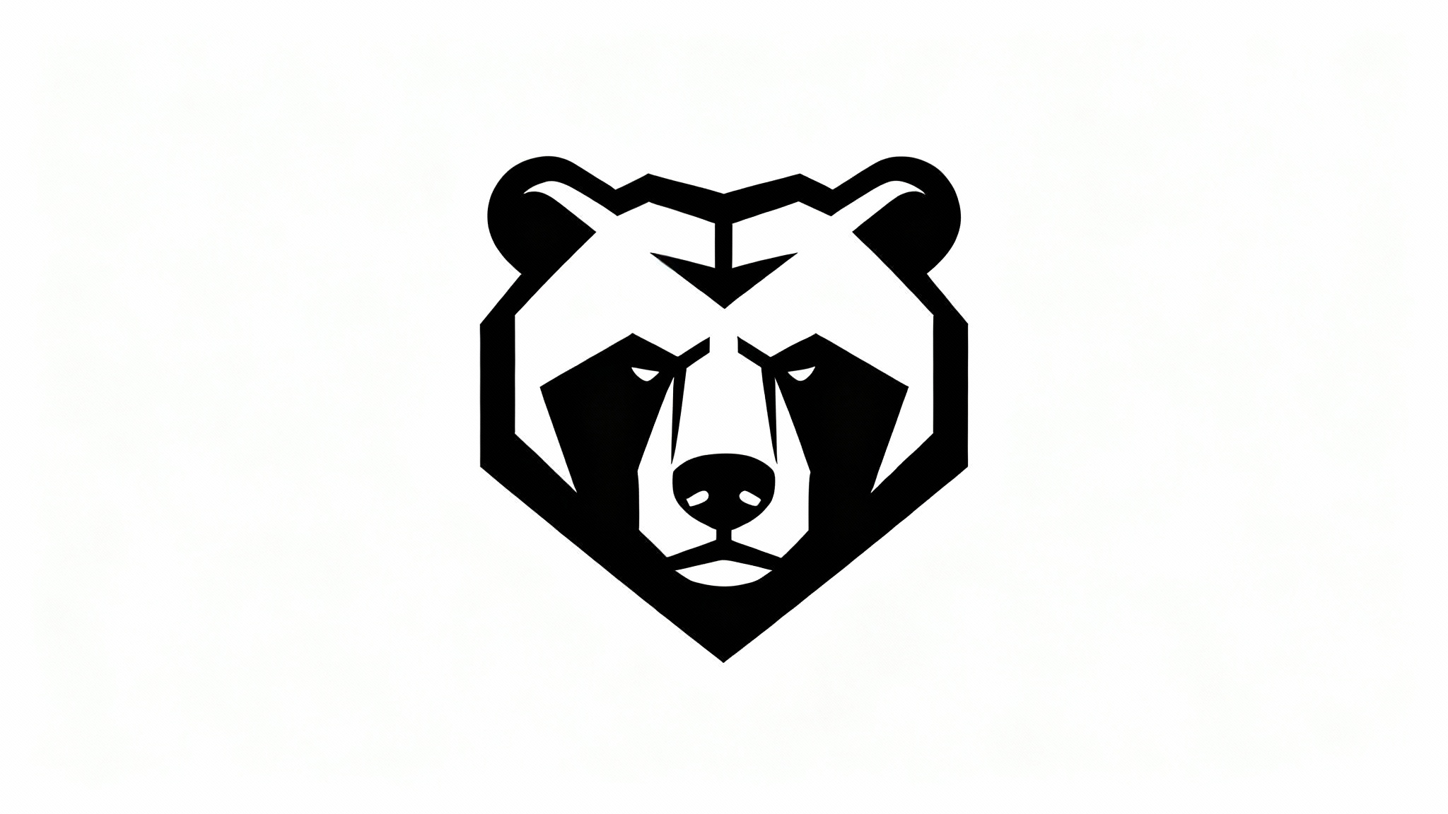 A modern, minimalist black vector logo of a powerful grizzly bear's head, centered on a clean white background.