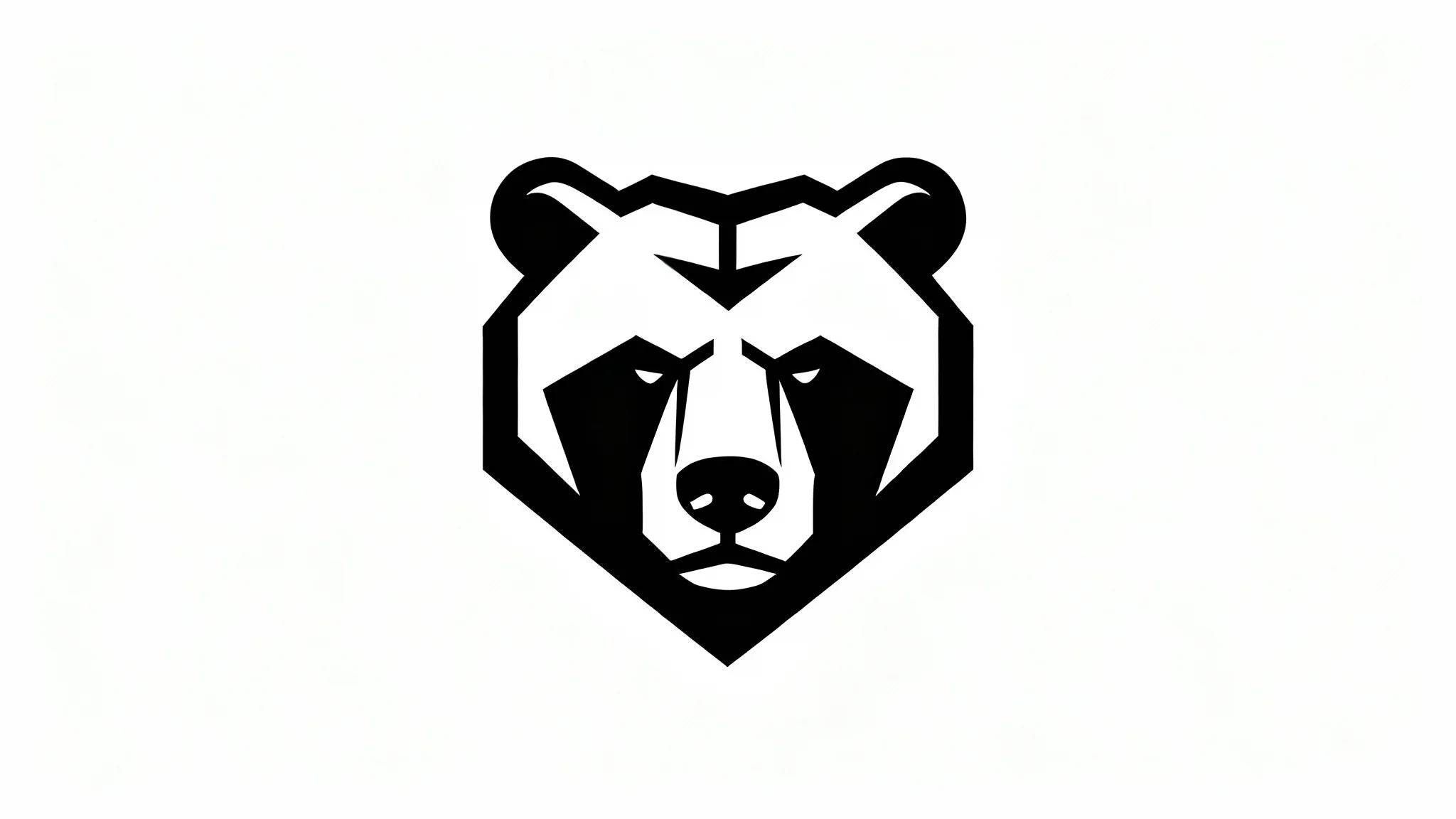 A modern, minimalist black vector logo of a powerful grizzly bear's head, centered on a clean white background.