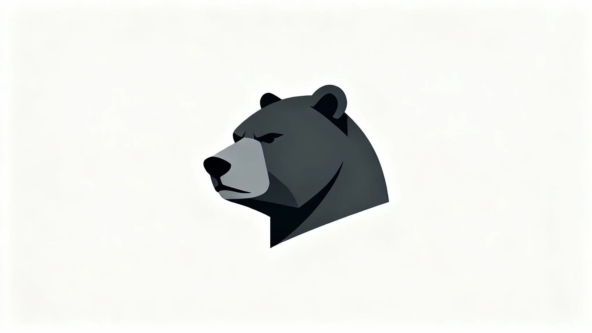 A modern, minimalist logo of a geometric grizzly bear head in charcoal gray, on a white background.