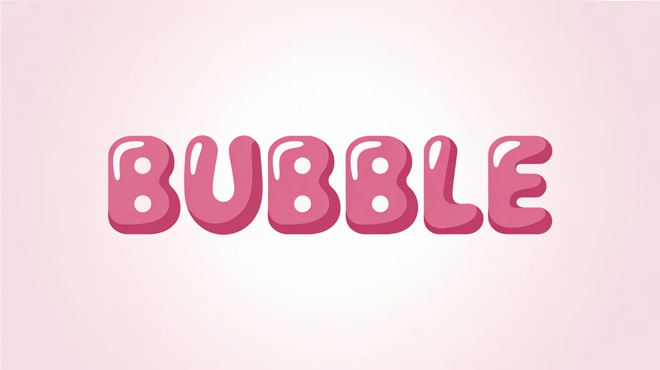 A modern logo with the word 'BUBBLE' written in a vibrant pink, 3D bubble font, showcased on a clean white background.