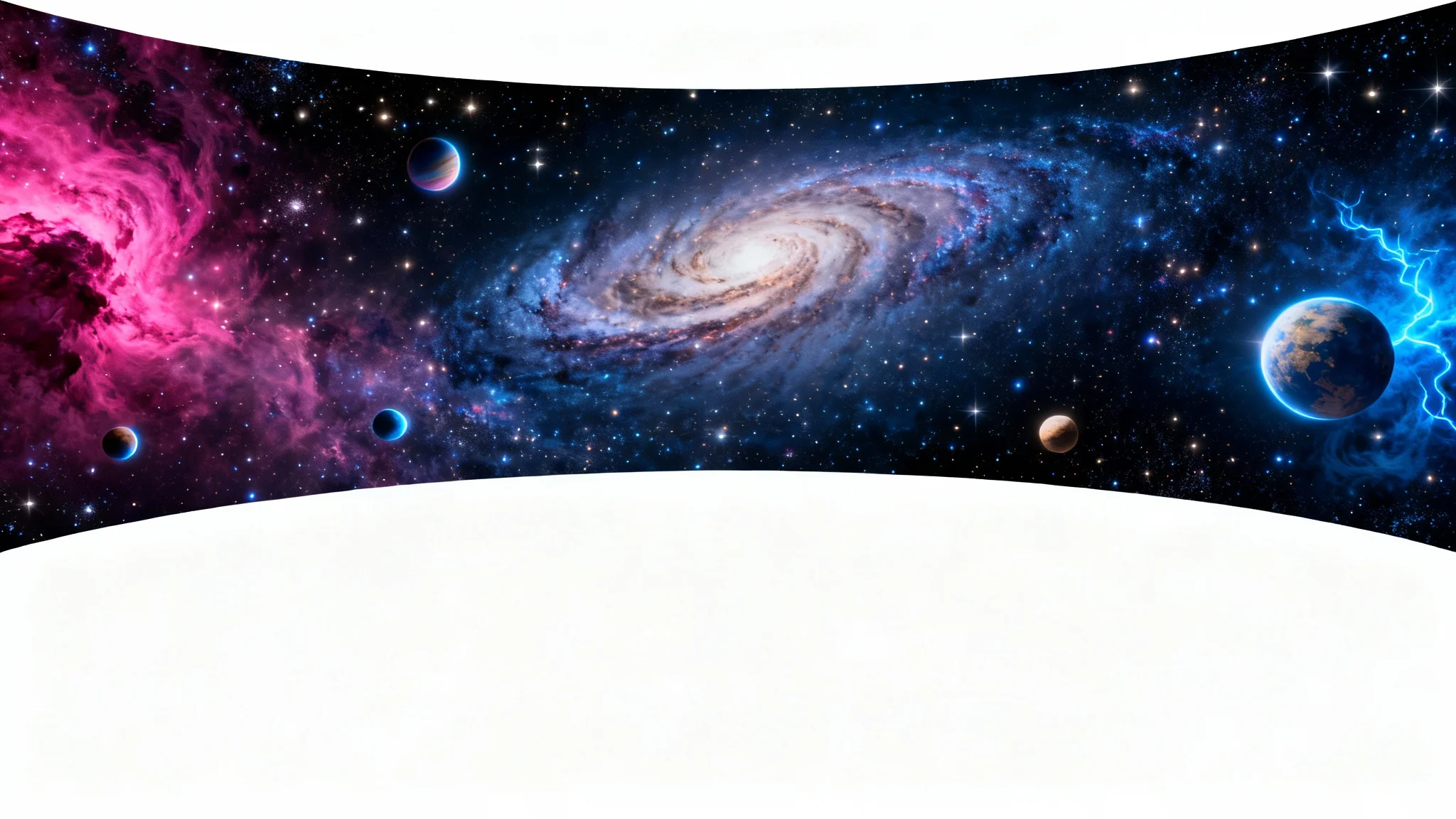 A seamless, 360-degree panoramic image of a fantastical outer space nebula, representing a generated skybox for a digital world.