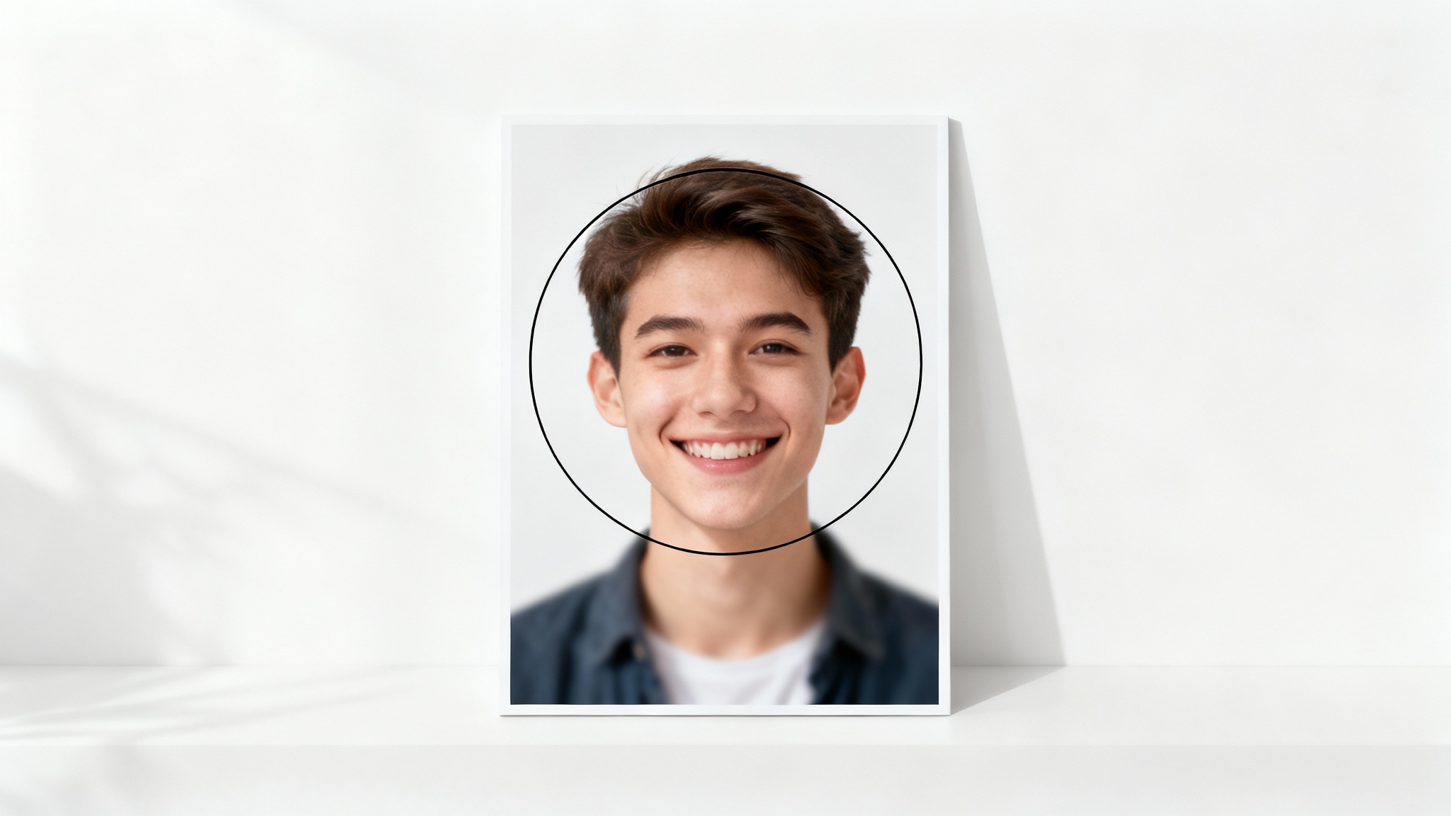 A conceptual image showing a rectangular portrait of a man being cropped into a circular shape, illustrating the process of resizing a photo for a WhatsApp profile picture.