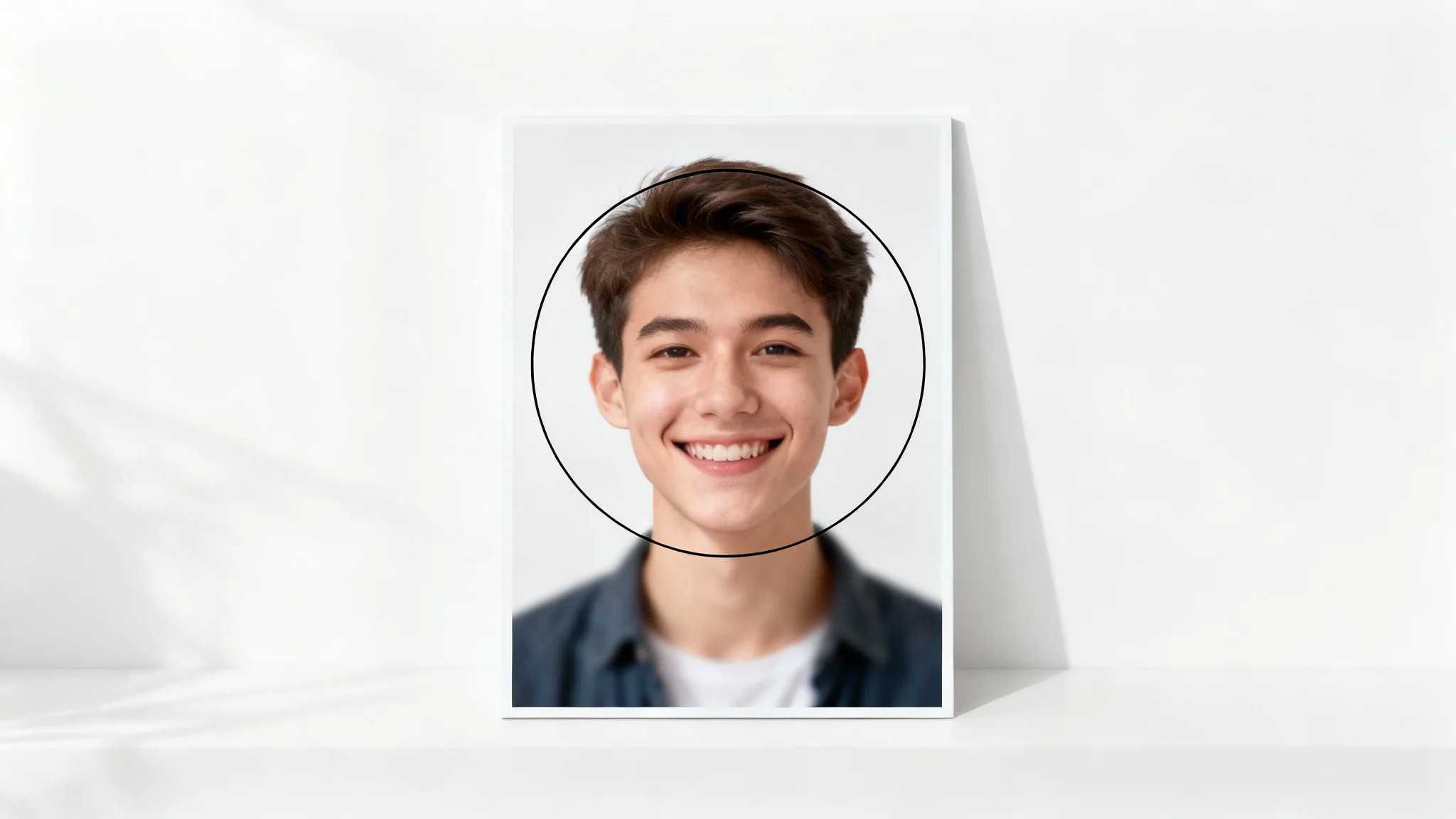 A conceptual image showing a rectangular portrait of a man being cropped into a circular shape, illustrating the process of resizing a photo for a WhatsApp profile picture.