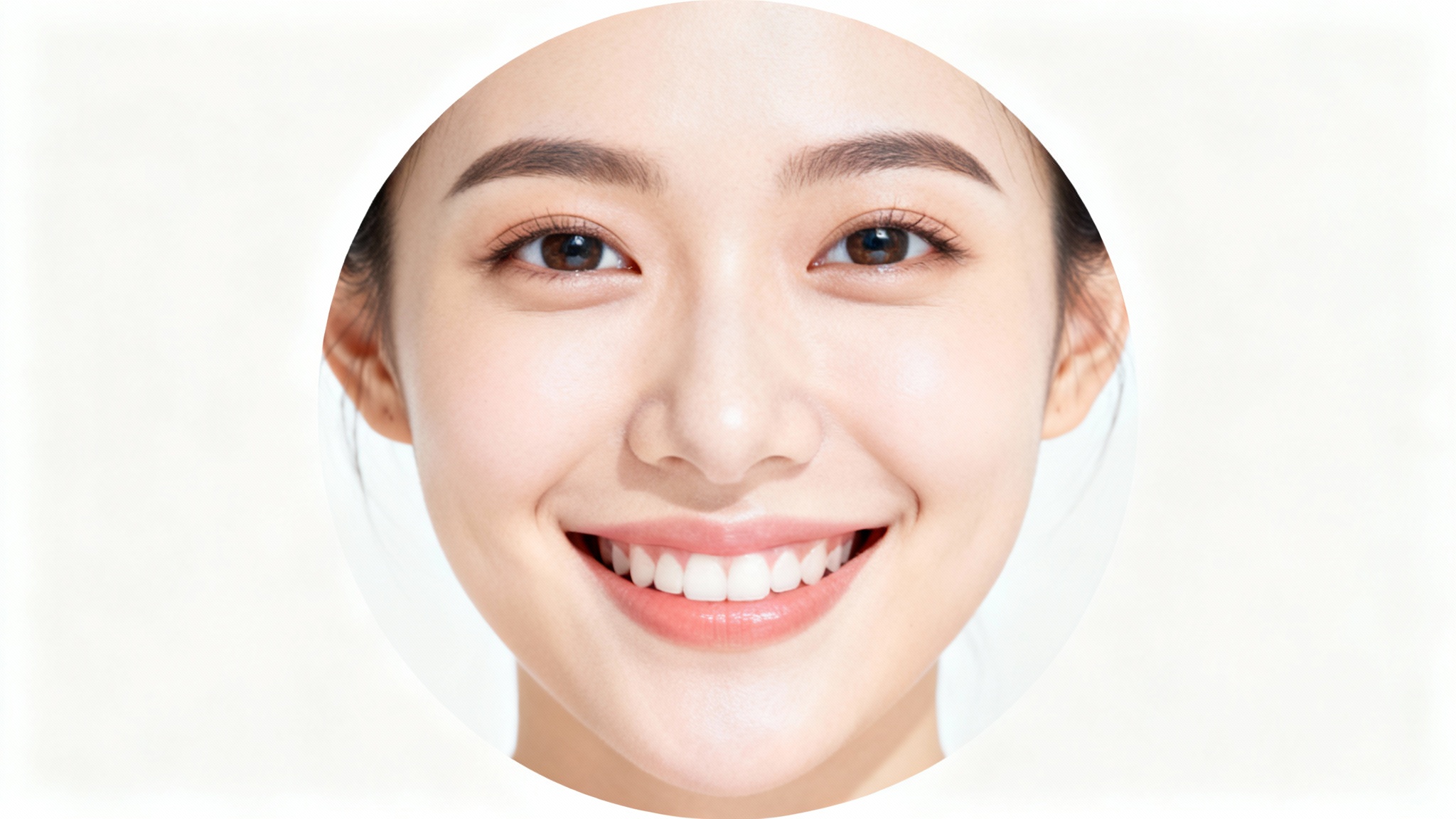 A mockup showing a woman's portrait being cropped into a circular shape, illustrating a profile picture resizing tool.