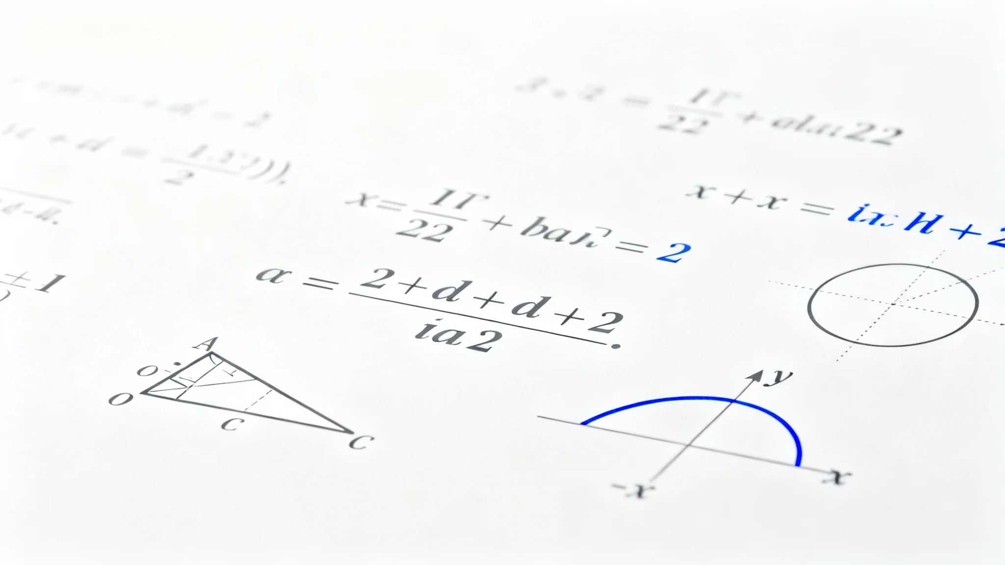 A stylized mockup of a math problem, featuring neat calculus equations and geometric diagrams on a clean white background, highlighted with blue accents.