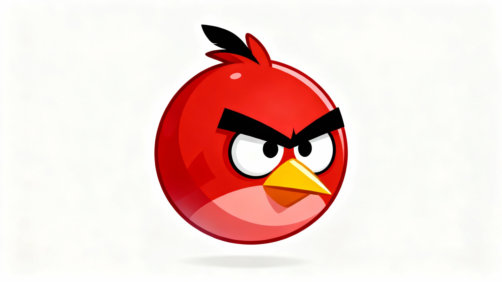 A 2D game sprite of a small, round red bird designed in the style of Angry Birds, featuring an angry expression and set against a plain white background.