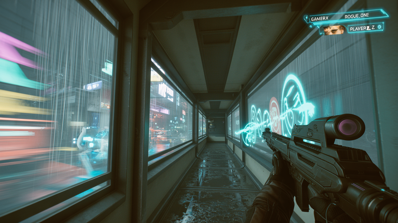 A screenshot of a video game displaying a polished, custom kill feed in the top-right corner, showing player 'GamerX' getting eliminations with different weapon icons, demonstrating the final output of a kill feed generator.