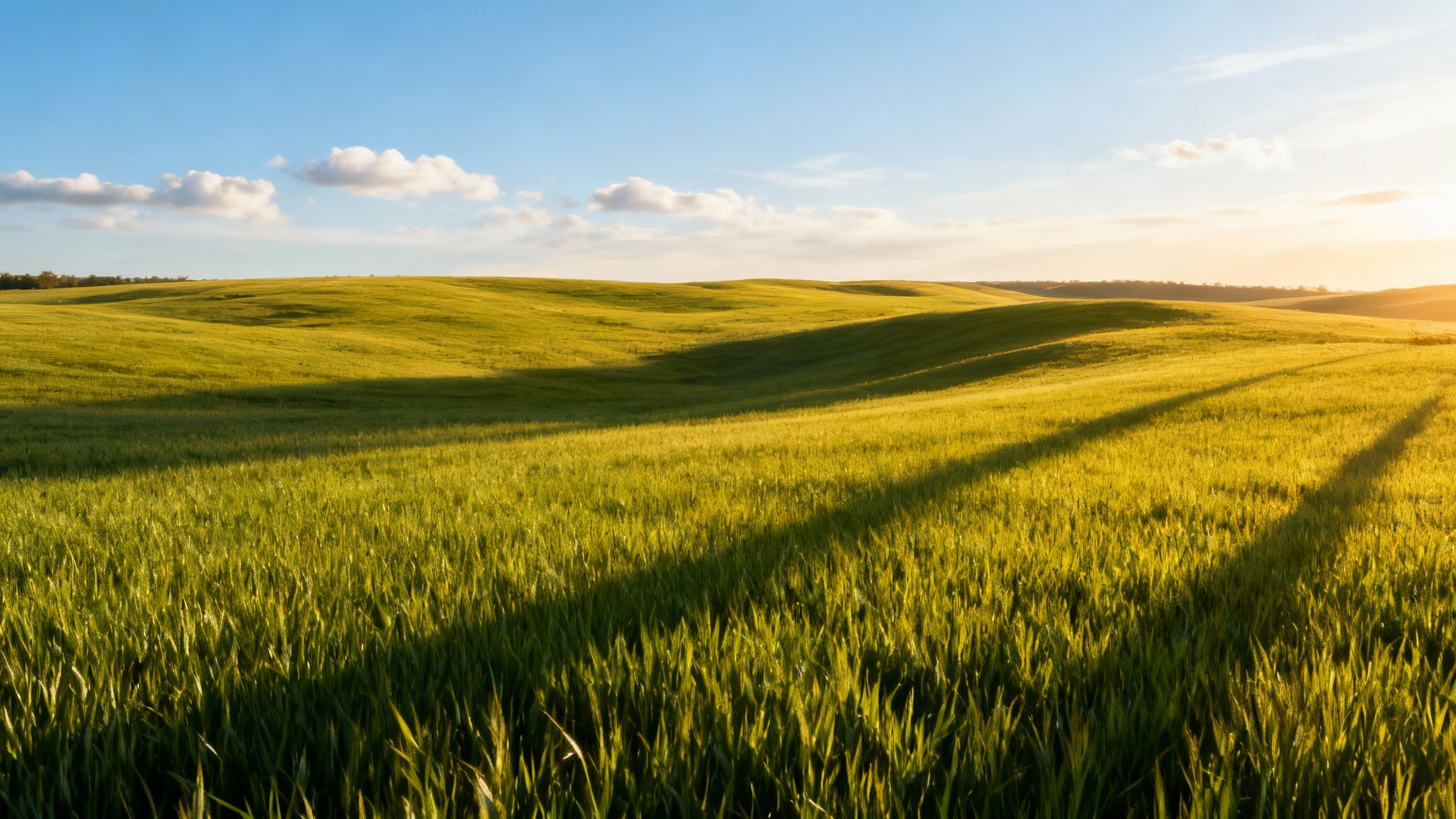 A pristine, wide-angle photograph of a beautiful green countryside landscape under a blue sky, completely free of any power lines or obstructions, showcasing the result of a photo editing tool.