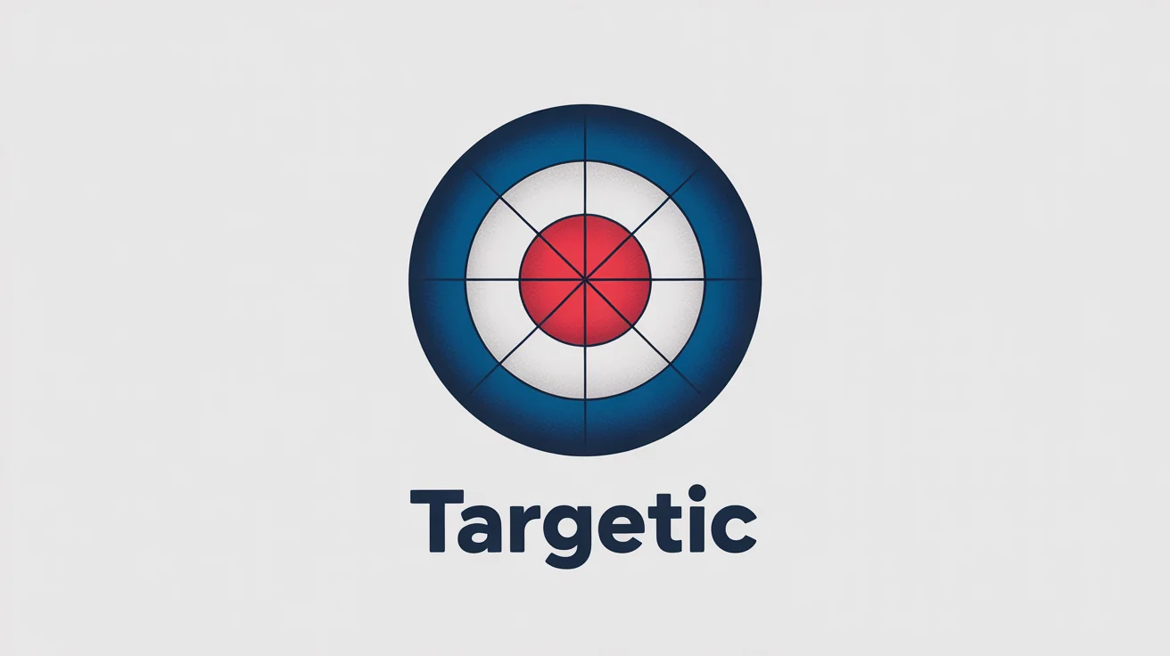 A modern, minimalist logo of a bullseye target with red, navy blue, and white rings. The word 'TARGETIC' is written below it. The logo is on a plain white background.