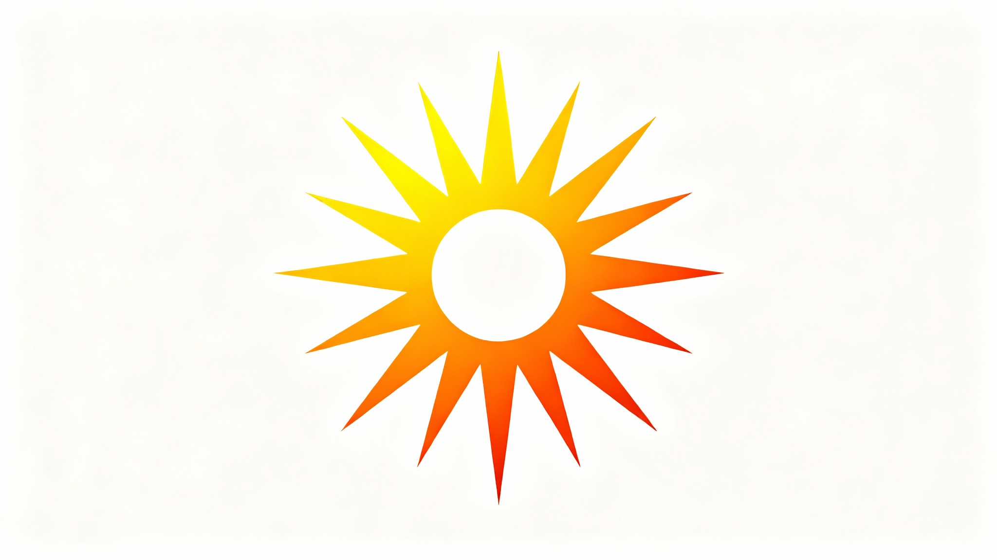 A modern, minimalist sun logo with a yellow and orange gradient, on a clean white background.