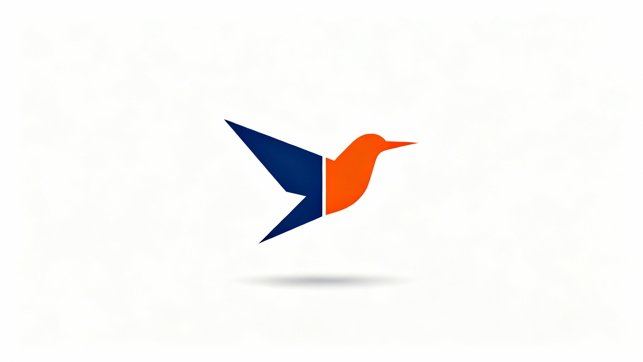A mockup of a stylized geometric bird logo, split into two colors, navy blue and coral orange, representing a logo color changer.