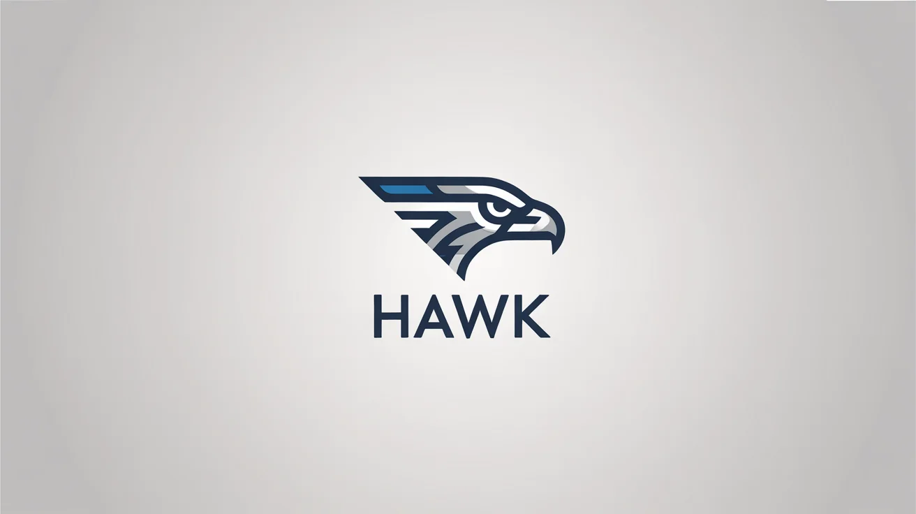A professional and modern logo of a stylized hawk's head in navy blue and silver, with the word 'HAWK' below it, presented on a clean background.