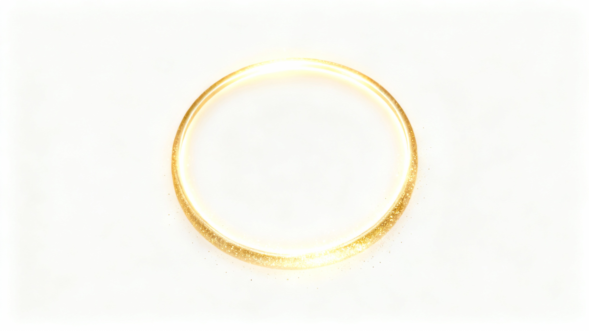 A photorealistic mockup of a single, glowing golden angel halo floating against a clean white background.