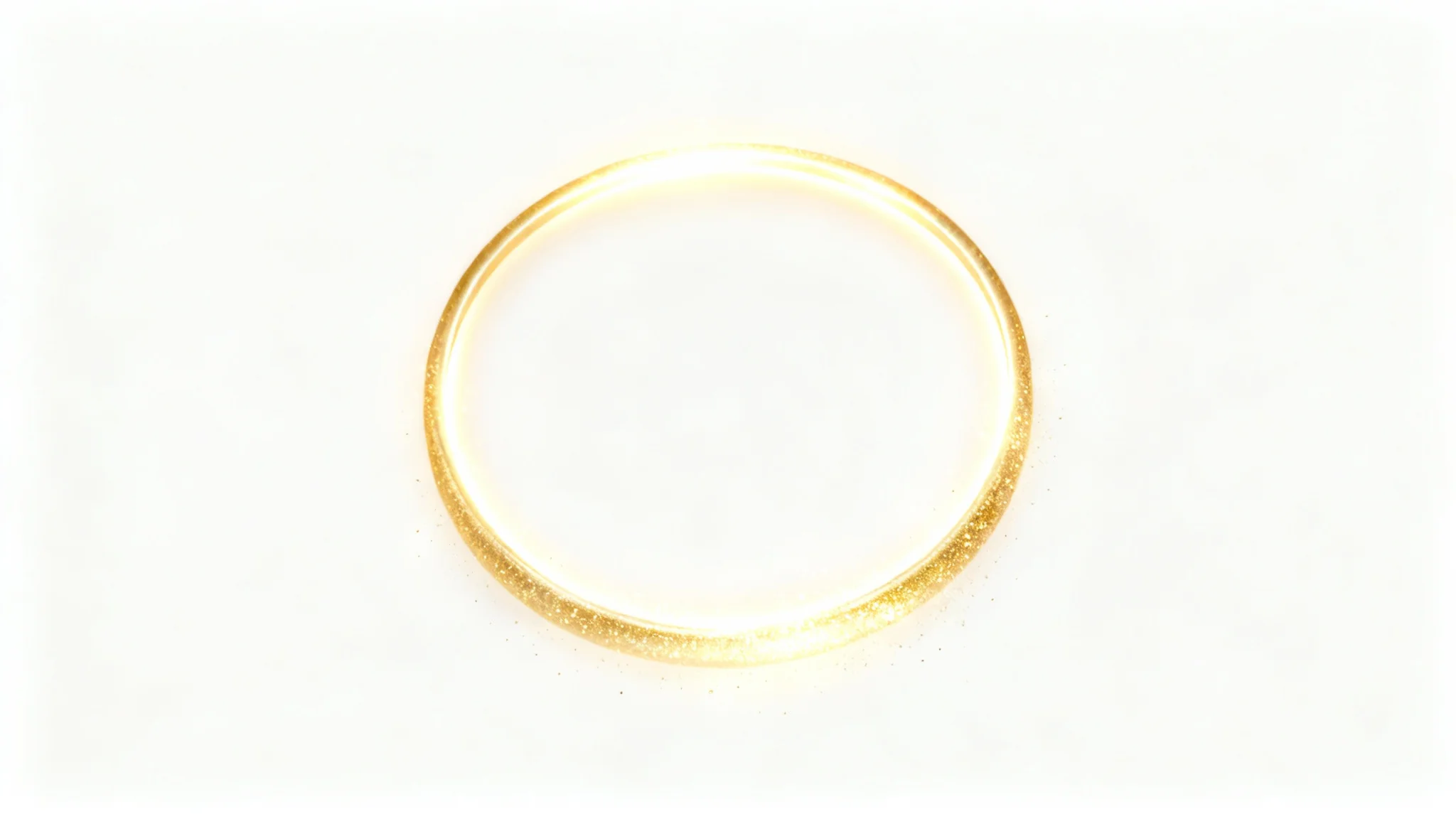 A photorealistic mockup of a single, glowing golden angel halo floating against a clean white background.