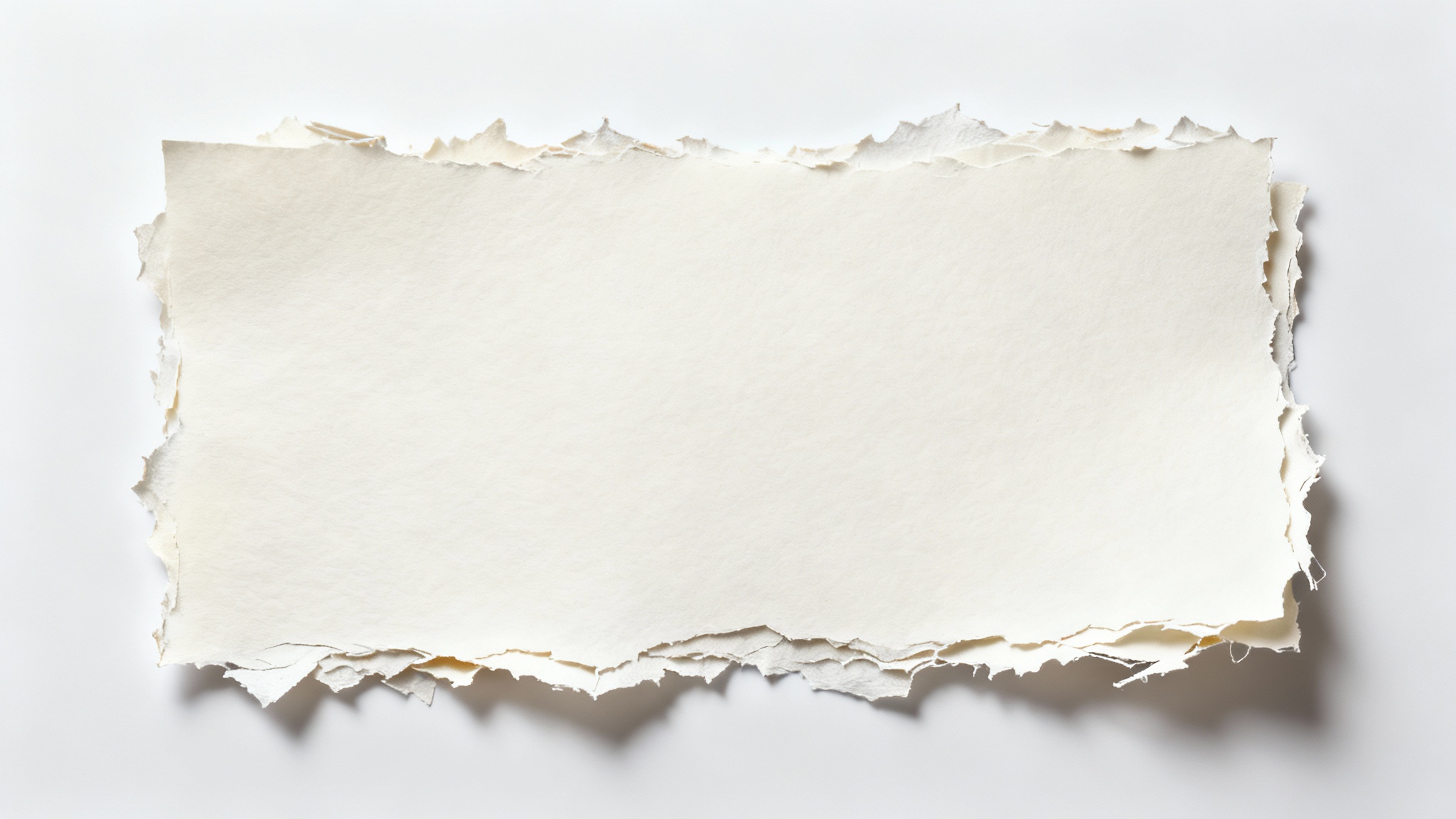 A clean mockup image showing a single sheet of textured paper with ripped edges, creating a border effect, displayed on a plain white background.