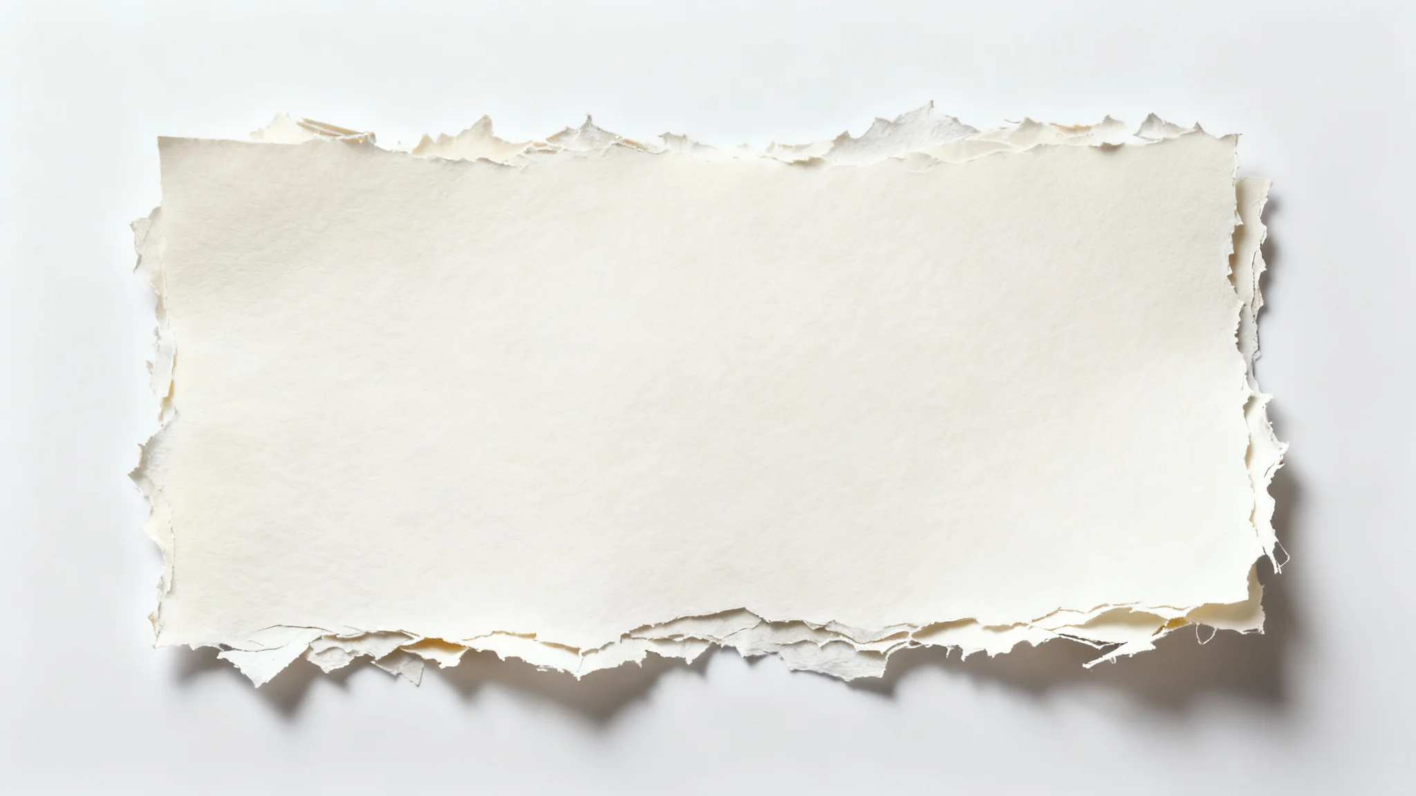 A clean mockup image showing a single sheet of textured paper with ripped edges, creating a border effect, displayed on a plain white background.