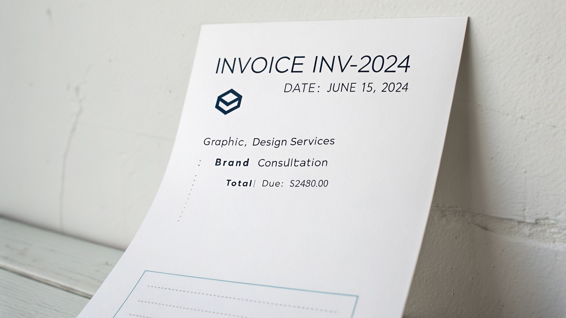 A professional and modern-looking business invoice mockup from 'Vertex Designs', displayed on a clean white background.