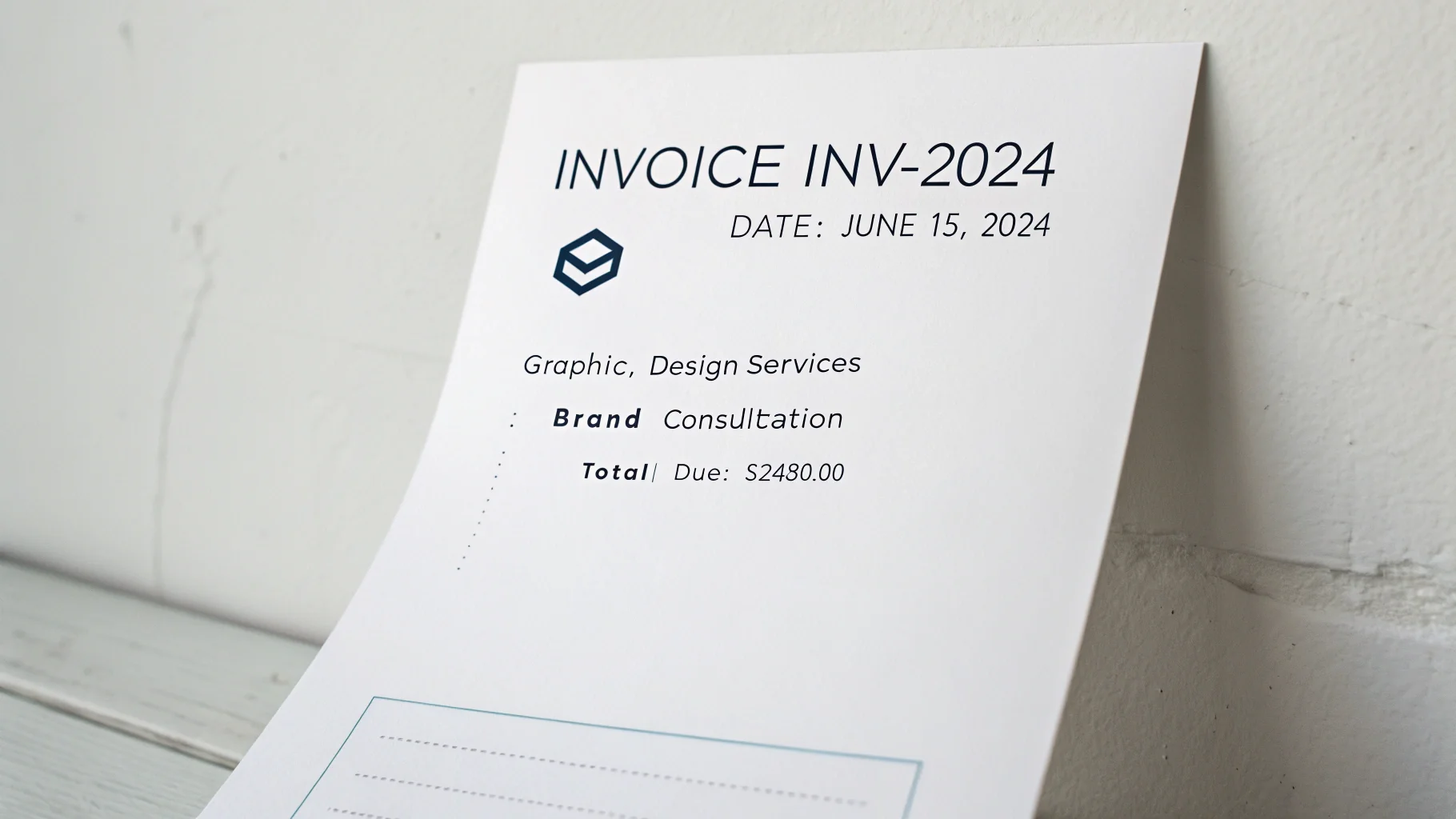 A professional and modern-looking business invoice mockup from 'Vertex Designs', displayed on a clean white background.