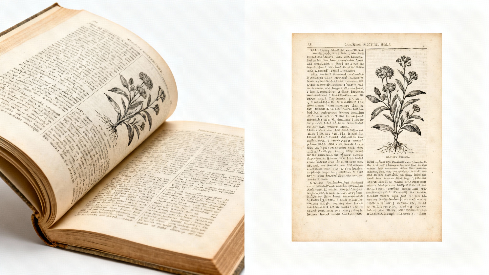 A before-and-after image demonstrating photo dewarping. The 'before' image shows a curved and distorted photo of a book page, and the 'after' image shows the same page perfectly flat and corrected.