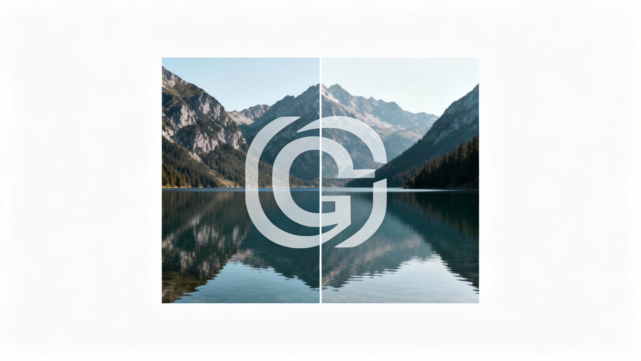 A before-and-after image demonstrating logo removal. The left side shows a beautiful landscape photo with a watermark, and the right side shows the same photo with the watermark perfectly erased.