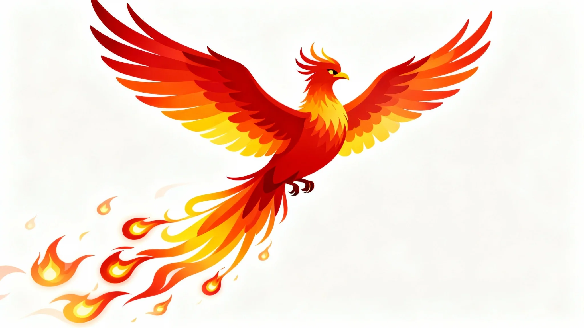 A vibrant digital illustration of a fiery phoenix in a modern, stylized vector art style, set against a clean white background.