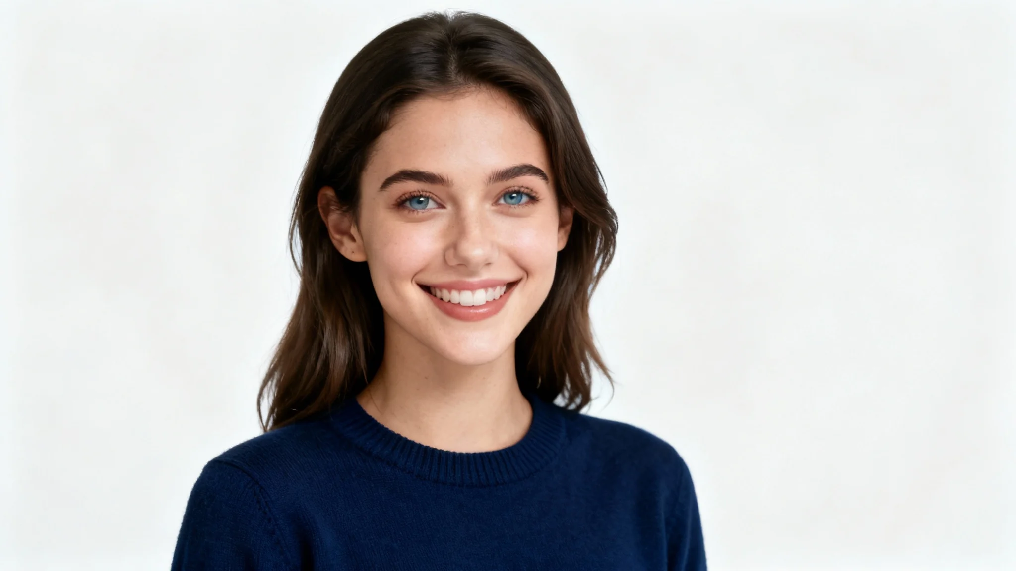 A professional, high-quality profile picture of a smiling young woman with a friendly expression, set against a solid white background. The image is a clean and modern headshot.