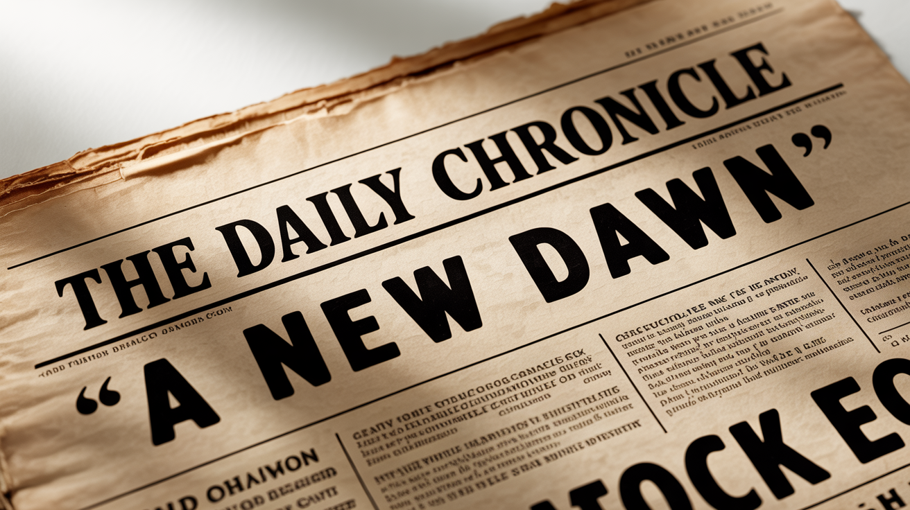 A detailed, close-up photograph of an old newspaper, emphasizing the classic newsprint texture with visible ink dots and yellowed, fibrous paper.