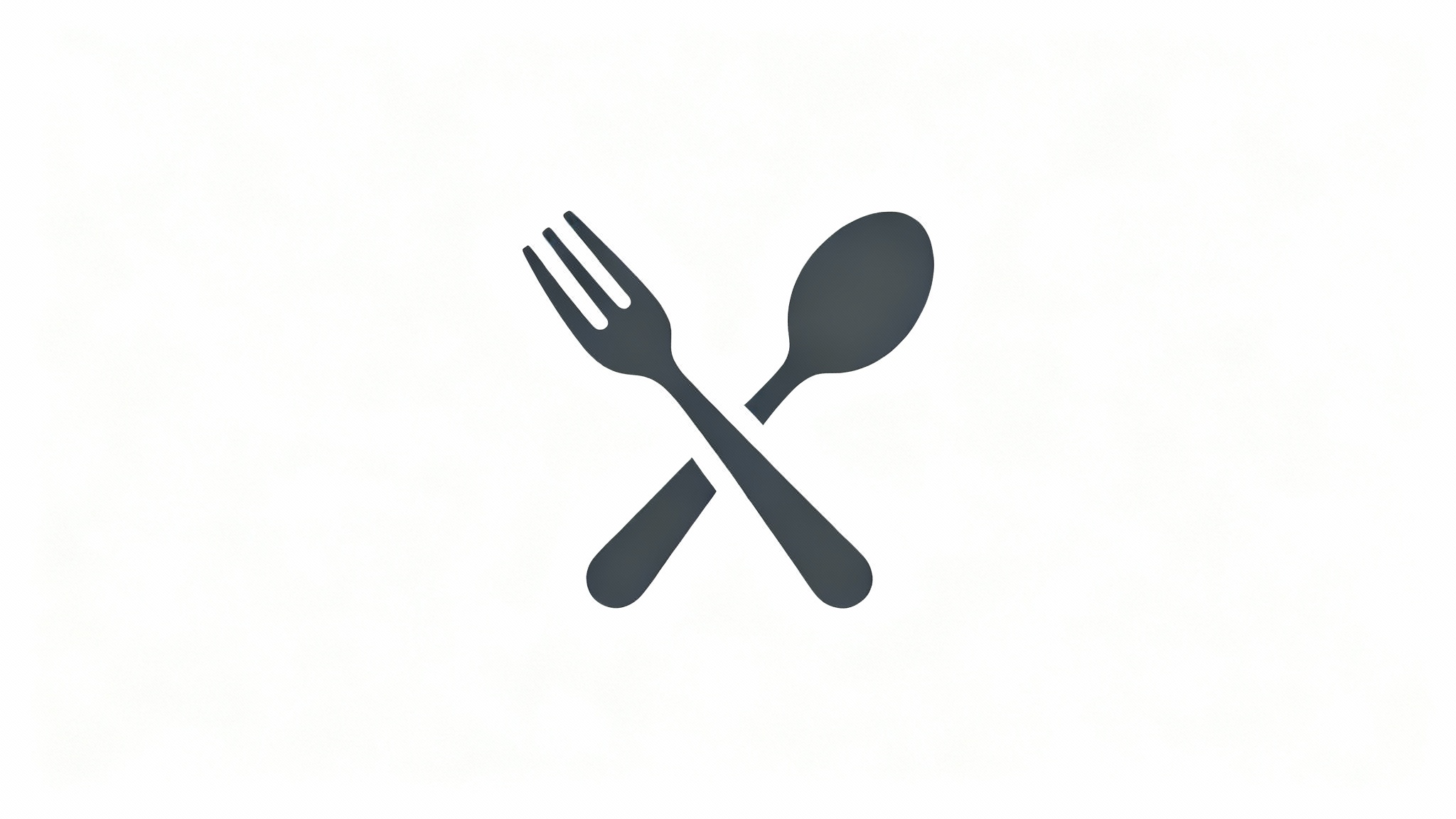 A minimalist, dark gray logo of a fork and spoon combined into a single, elegant icon on a clean white background.