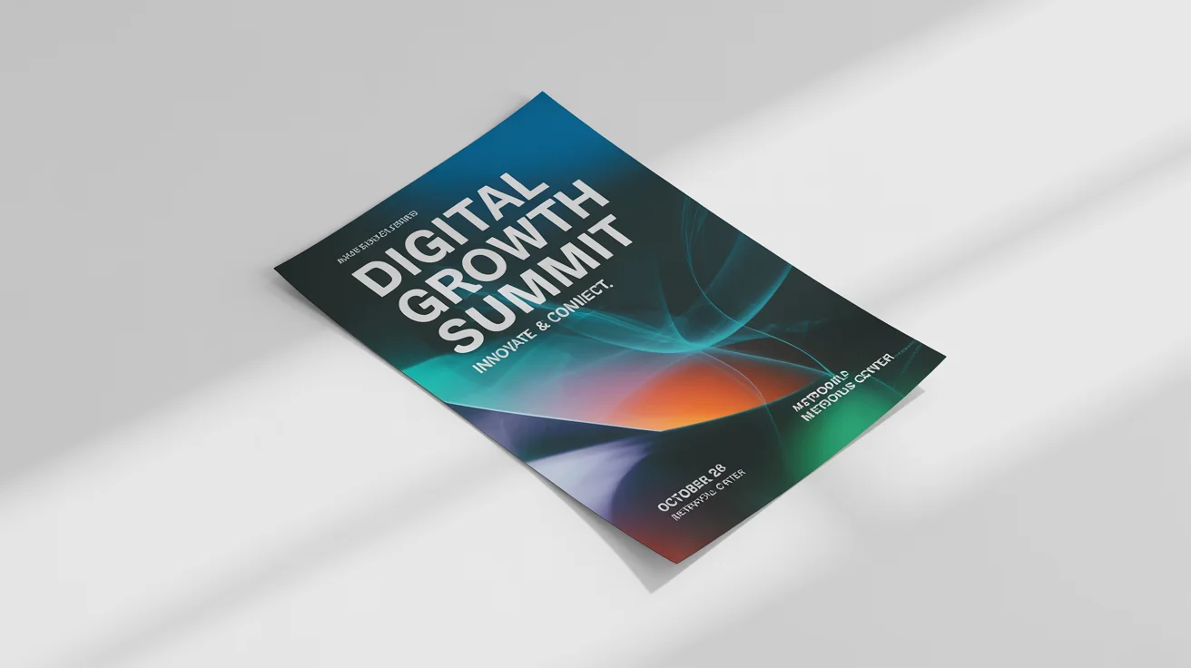A professionally designed promotional flyer for a 'Digital Growth Summit' event, shown as a mockup on a clean white background.