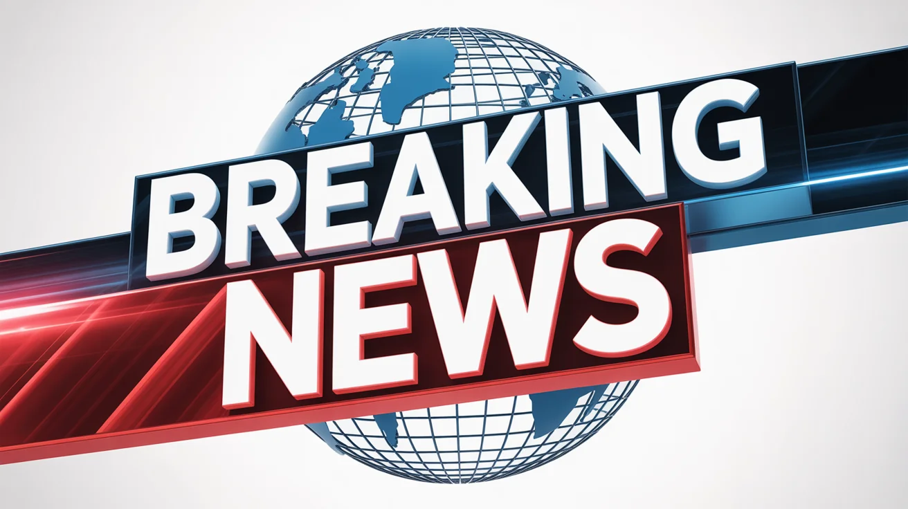 A professional 3D graphic for a breaking news segment, featuring the words 'BREAKING NEWS' in bold red and white letters over a stylized blue globe, all on a clean white background.