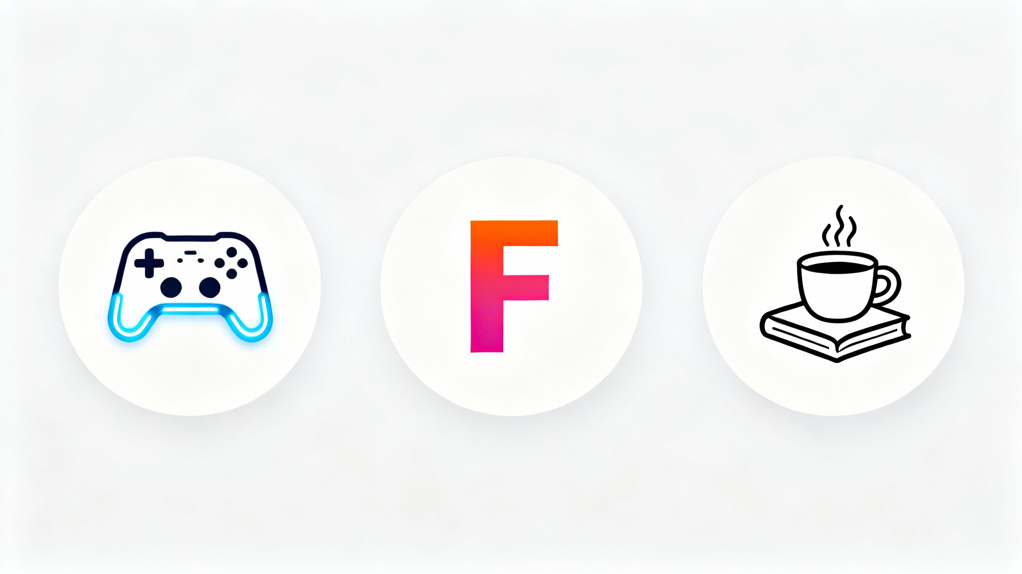 A collection of diverse, professionally designed circular YouTube channel icons arranged on a white background, showcasing styles for gaming, fashion, and book channels.