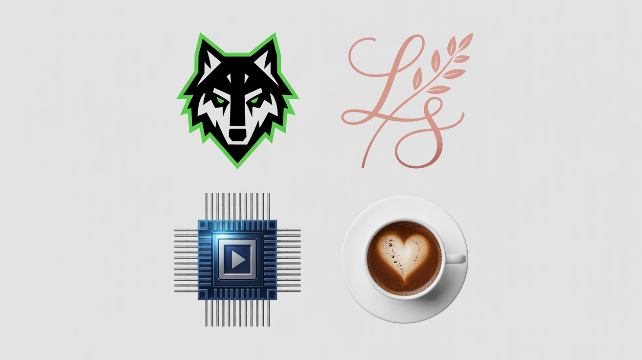 A grid of four professionally designed YouTube profile icons on a white background, representing gaming, beauty, tech, and food channels.