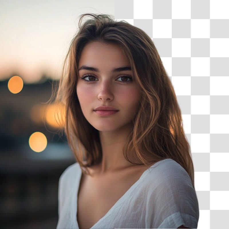 Hero image of a portrait of a girl with a transparent background