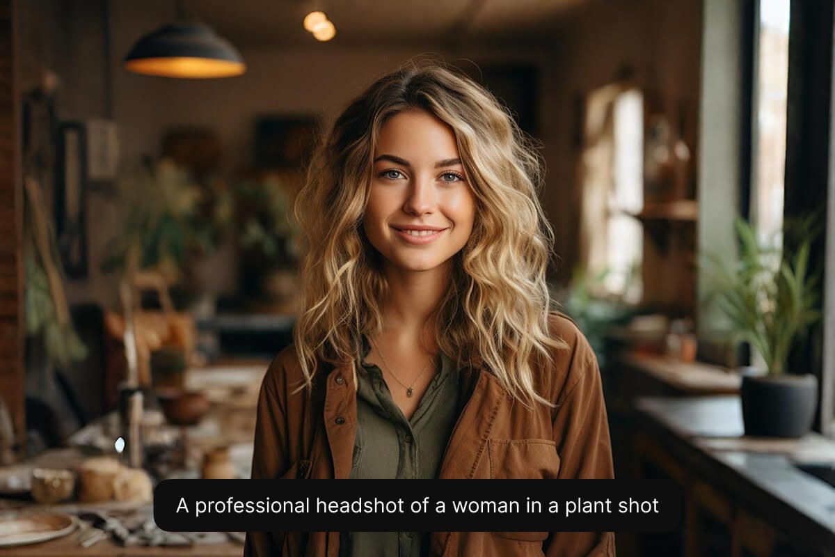 A professional headshot of a woman in a plant shot