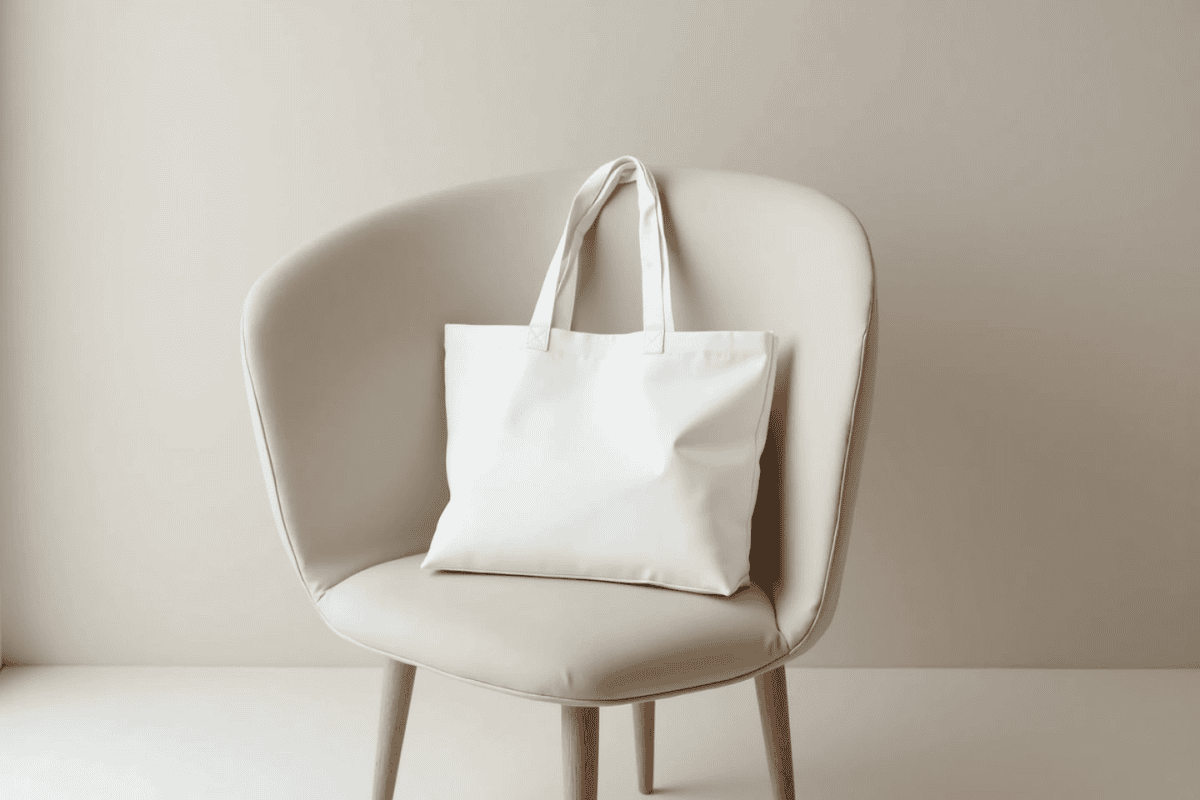 Canvas tote bag on a chair mockup