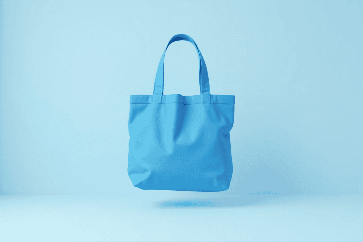 Blue tote mockup in studio background