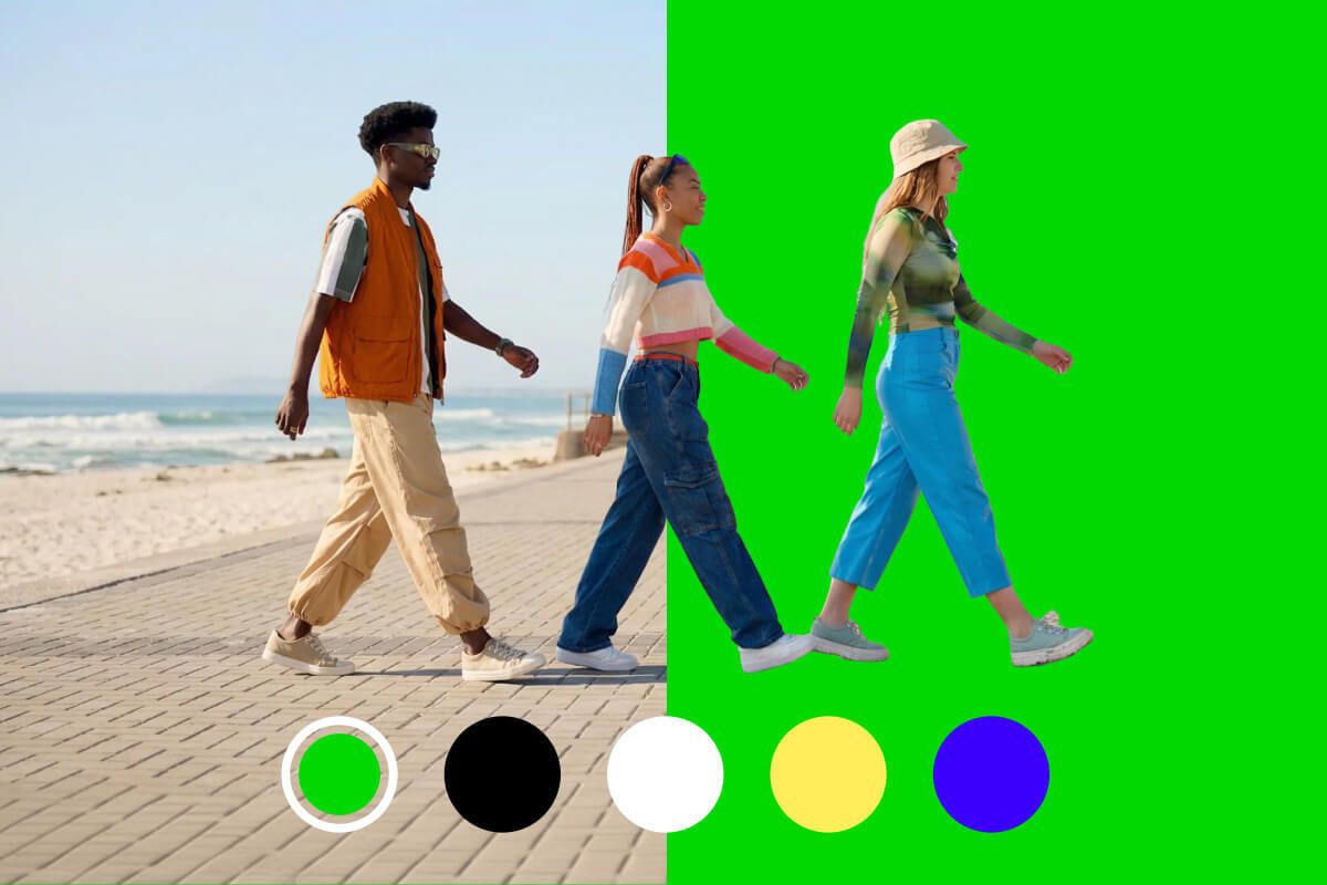 Image showing different color replacement options for a video background remover